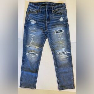 Men's Distressed Blue Jeans